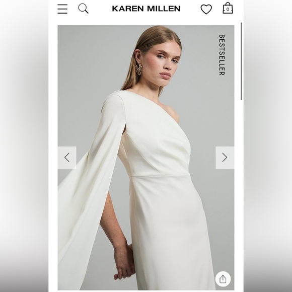 Karen Millen - Satin Drape One Shoulder Tailored Maxi Dress - NWT - Picture 3 of 6